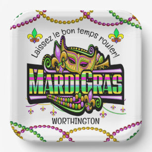 Mardi Gras Matches Theme Paper Napkin Plates