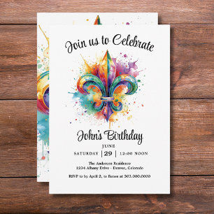 Mardi Gras Mens Birthday Party Invitation