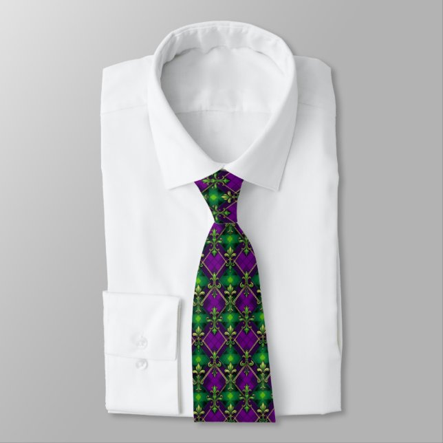 Mardi Gras Men's Tie  (Tied)