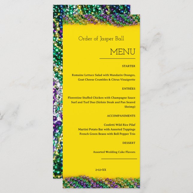 Mardi Gras Menu (Front/Back)