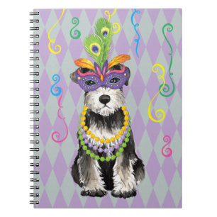 Mardi Gras Mini Schnauzer Notebook