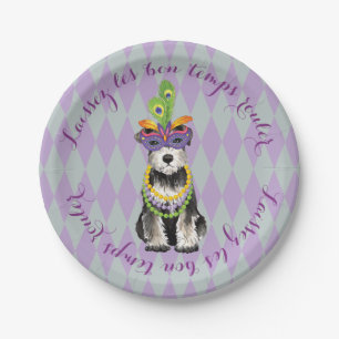 Mardi Gras Mini Schnauzer Paper Plates
