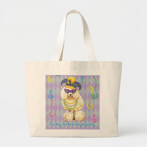 Mardi Gras Miniature Poodle Large Tote Bag