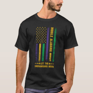 Mardi Gras Mobile Alabama Fleur De Lis American Fl T-Shirt