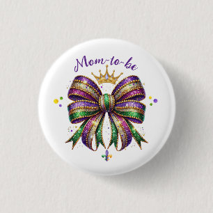 Mardi Gras Mom-to-be Button