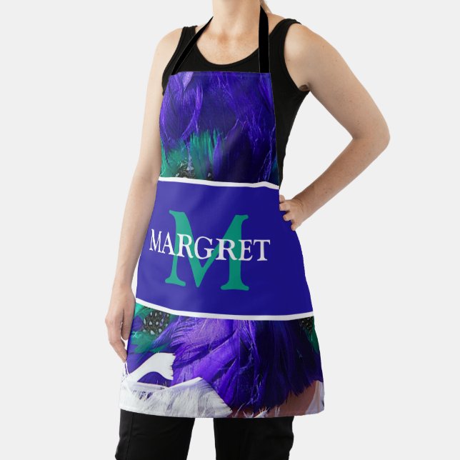 Mardi Gras monogram initial on purple fat Tuesday Apron (Insitu)