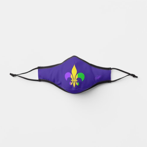 Mardi Gras Monogrammed Fleur_de_Lis Purple Premium Face Mask