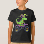 Mardi Gras Monster Truck Dinosaur t rex T-Shirt