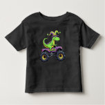 Mardi Gras Monster Truck Dinosaur t rex Toddler T-shirt
