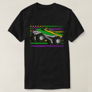 Mardi Gras Monster Truck US American Flag T-Shirt