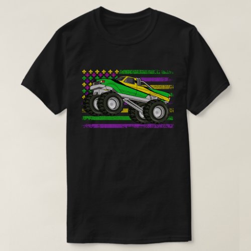 Mardi Gras Monster Truck US American Flag T_Shirt