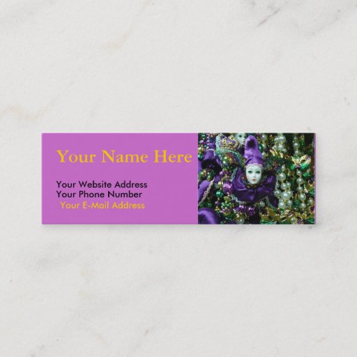 Customizable Mardi Gras Motif Slim Cards Business Card