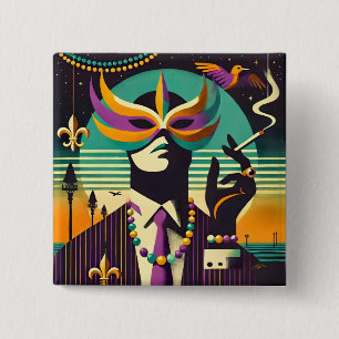 Mardi Gras Mr. Death The Smoking Man Button