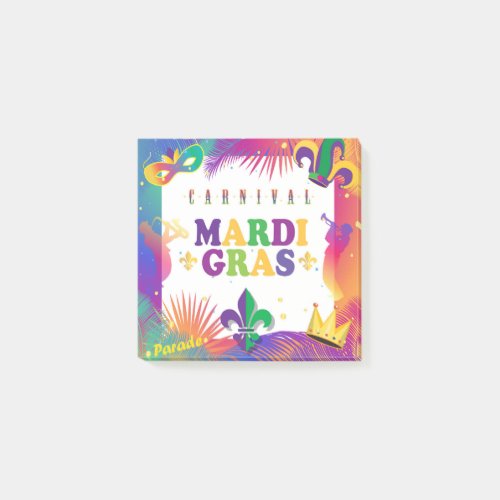 Mardi Gras Music Carnival Tropical Fleur de Lis Post_it Notes