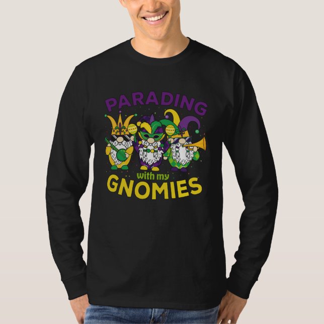 Mardi Gras Music Gnomes Parading With My Gnomies C T-Shirt (Front)