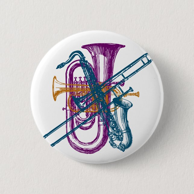 Mardi Gras Music Pinback Button (Front)