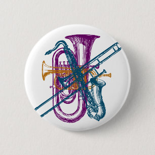 Mardi Gras Music Pinback Button