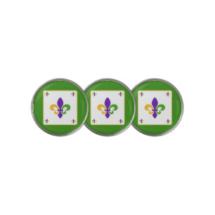 Mardi Gras NAME Green Gold Purple Fleur de Lis Golf Ball Marker