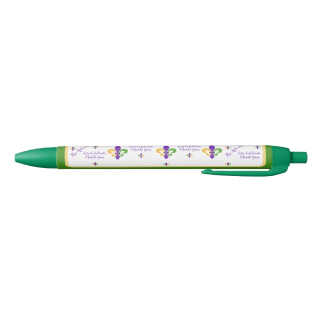 Mardi Gras NAME Green Gold Purple Fleur de Lis Pen (Bottom)
