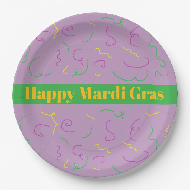 Mardi Gras Napkins Paper Plates (Front)