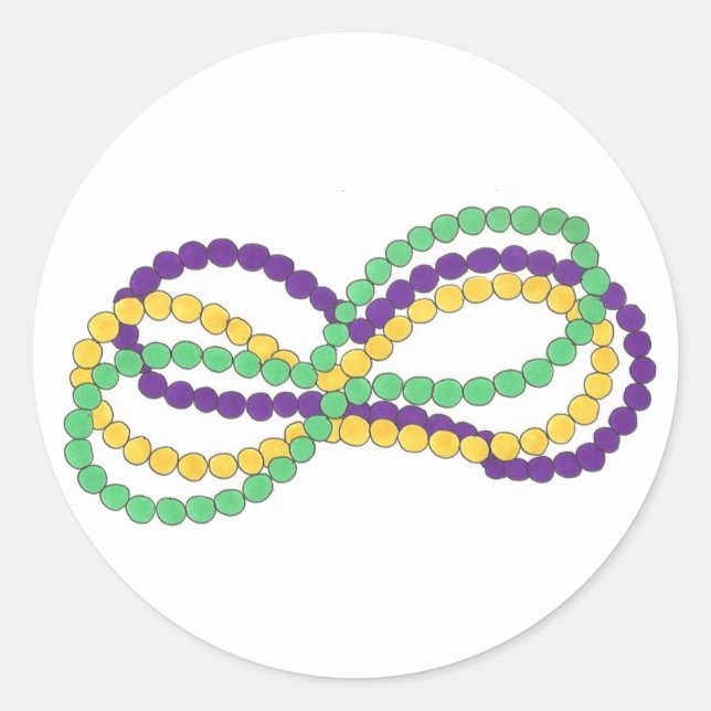 Mardi Gras Necklace Beads Bourbon Street NOLA Classic Round Sticker (Front)