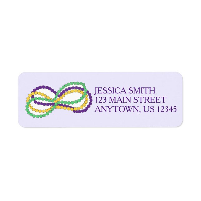 Mardi Gras Necklace Beads Bourbon Street NOLA Label (Front)