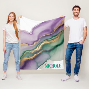 Mardi Gras New Orleans Alcohol Ink Fleece Blanket