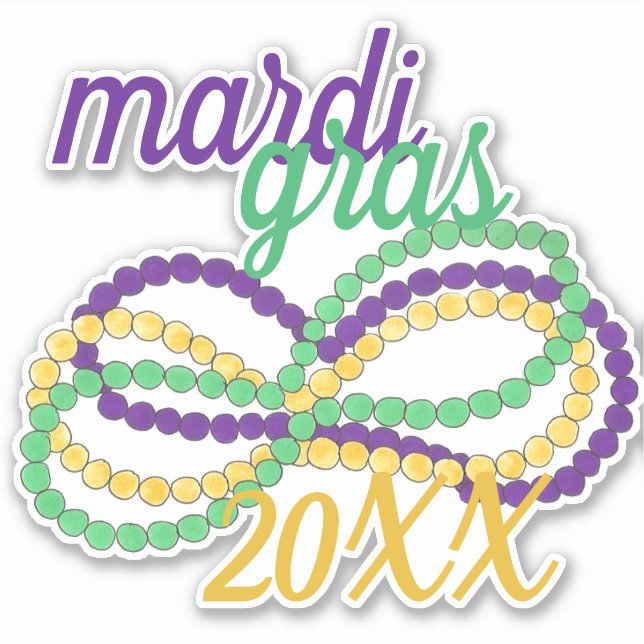 Mardi Gras New Orleans Bead Strand NOLA Sticker (Front)