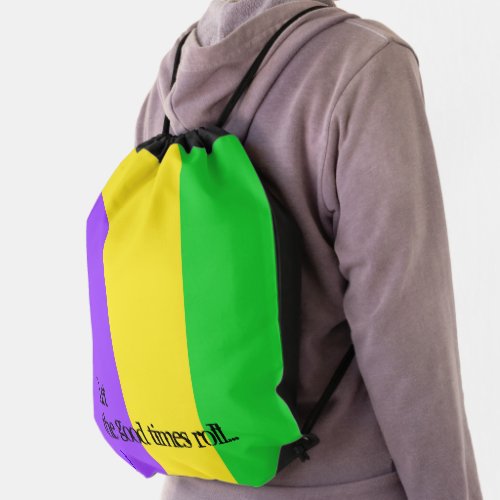 Mardi Gras New Orleans Carnival Colors Custom Text Drawstring Bag