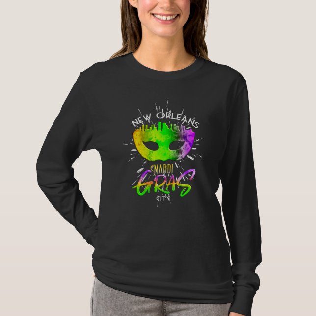Mardi Gras New Orleans Carnival Fat Tuesday Masque T-Shirt (Front)