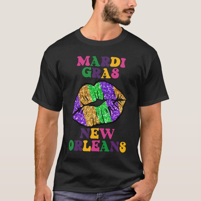 Mardi Gras New Orleans Carnival Lips For Women Lip T-Shirt (Front)