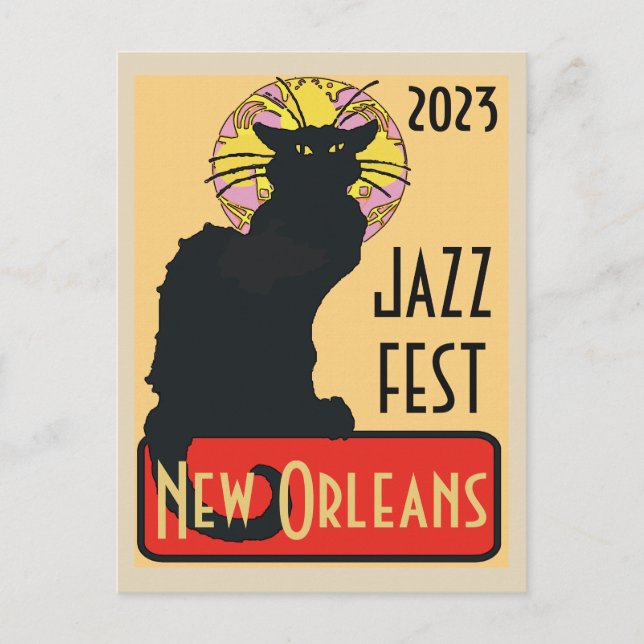 Mardi Gras New Orleans Chat Noir Edit Text  Poster Postcard (Front)
