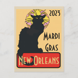 Mardi Gras New Orleans Chat Noir Edit Text Poster Postcard