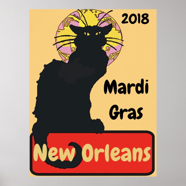 Mardi Gras, New Orleans, Chat Noir, Poster (Front)