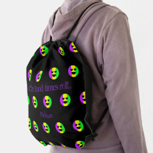 Mardi Gras New Orleans Cute Funny Smiling Emoji Drawstring Bag