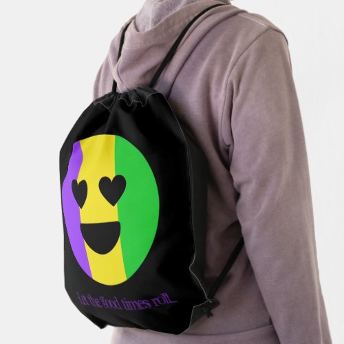 Mardi Gras New Orleans Cute Funny Smiling Emoji Drawstring Bag