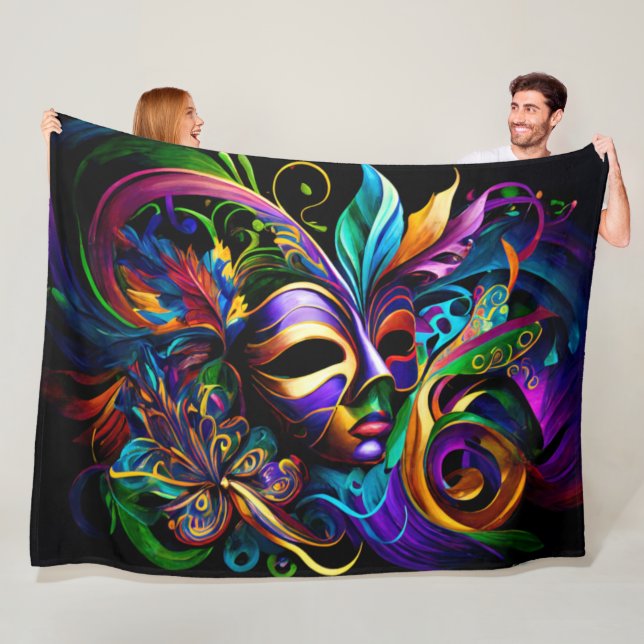 Mardi Gras New Orleans Fleece Blanket (In Situ)