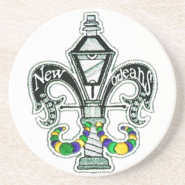 MARDI GRAS NEW ORLEANS FLEUR DE LIS LAMP COASTER (Front)