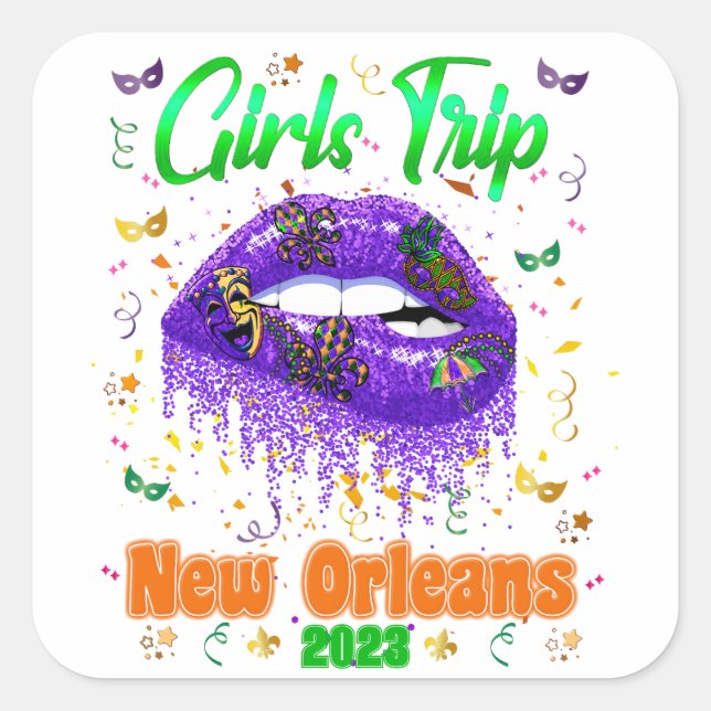 Mardi Gras New Orleans Girls Trip  Square Sticker (Front)
