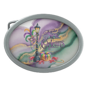 Mardi Gras New Orleans illustration Belt Buckle