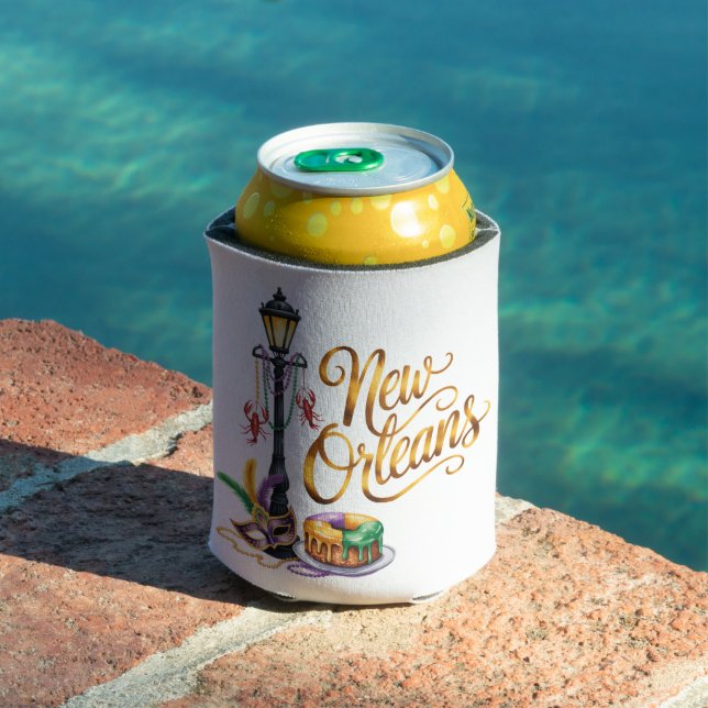 Mardi Gras New Orleans illustration Can Cooler (In Situ Pool)