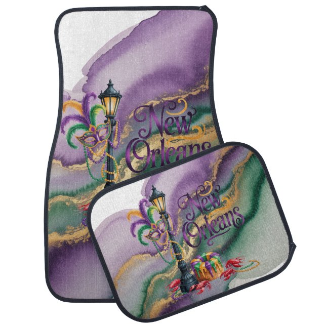 Mardi Gras New Orleans illustration Car Floor Mat (Set)