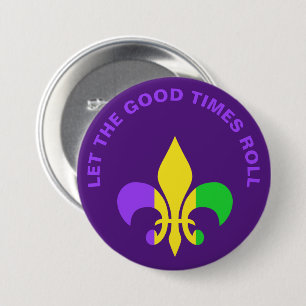 Mardi Gras New Orleans Louisiana Fleur-de-Lis Button