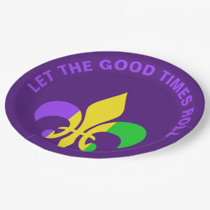 Mardi Gras New Orleans Louisiana Fleur-de-Lis Paper Plates