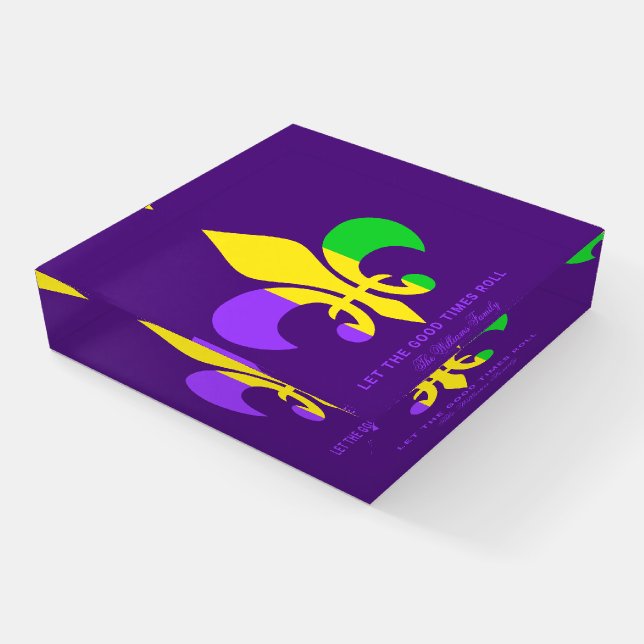Mardi Gras New Orleans Louisiana Fleur-de-Lis Paperweight (Angled)
