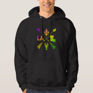 Mardi Gras New Orleans Louisiana Map Crawfish Fleu Hoodie