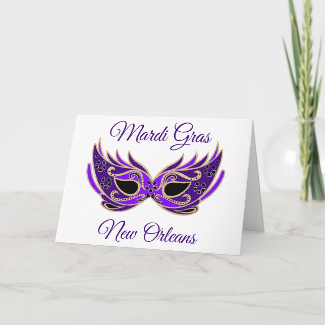 Mardi Gras New Orleans Mask Card (Front)