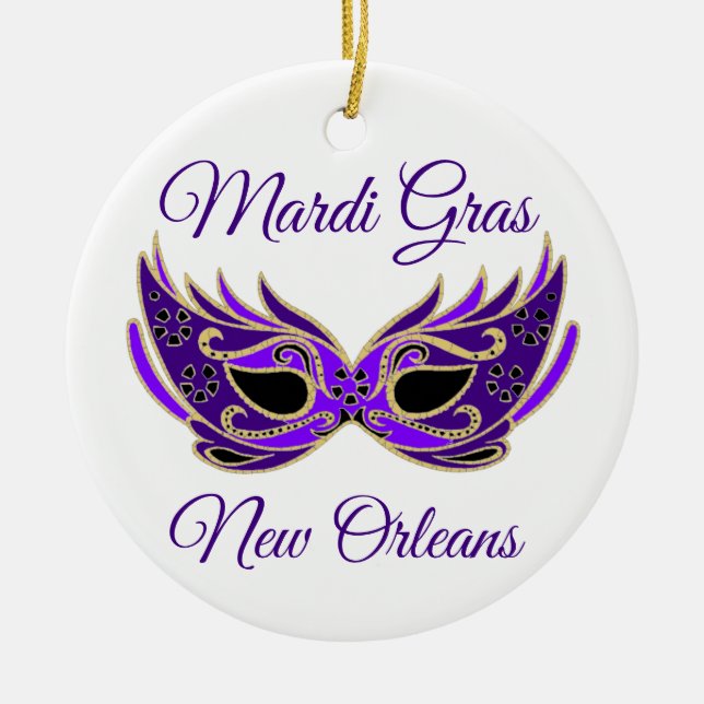 Mardi Gras New Orleans Mask Ceramic Ornament (Front)