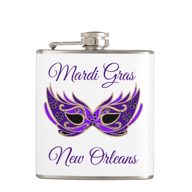 Mardi Gras New Orleans Mask Flask (Front)