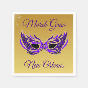 Mardi Gras New Orleans Mask on Gold Napkins